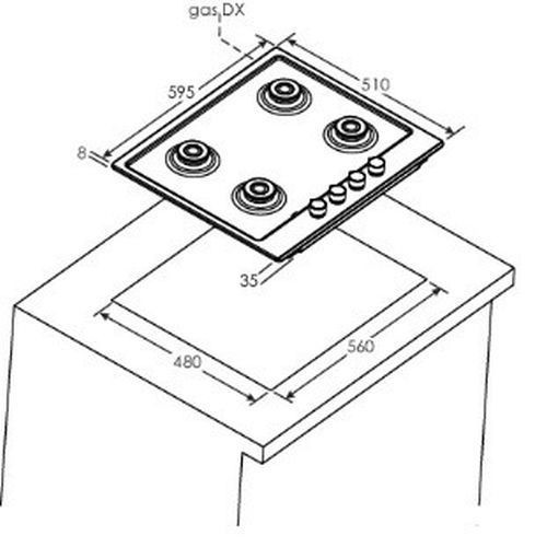 Встраиваемая газовая варочная панель Candy CHW6D4WPX