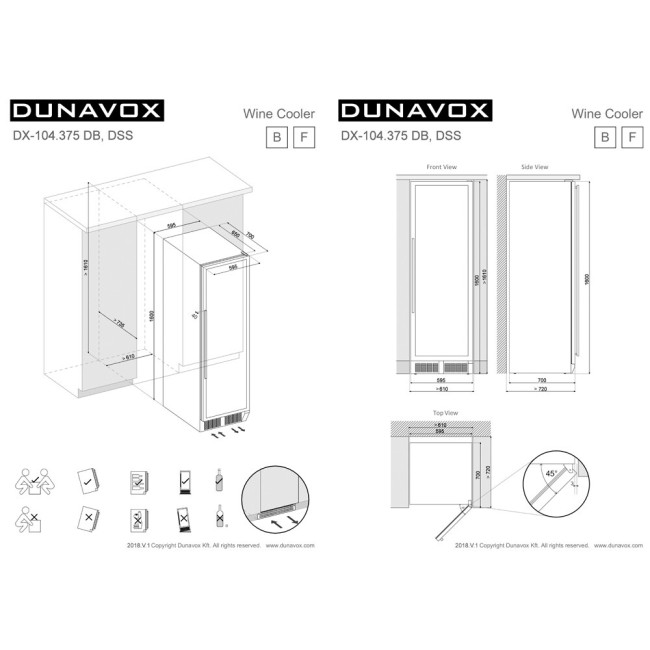 Встраиваемый винный шкаф Dunavox DX-104.375DB Встраиваемый винный шкаф Dunavox DX-104.375DB