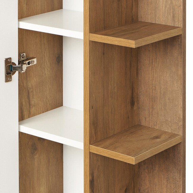 Шкаф-колонна Aquaton Сканди с зеркалом Белый/Дуб Рустикальный (1A253403SDZ90)