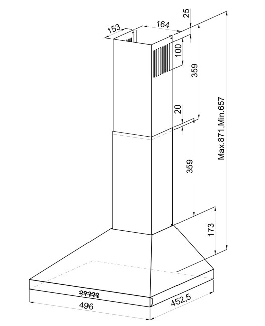 Каминная вытяжка Lex Briz 500 black