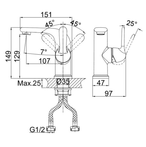 Смеситель для раковины D&K Rhein Ambrosius DA1342101