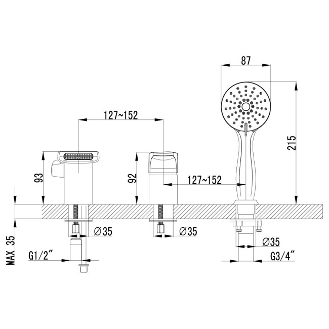 Смеситель на борт ванны Lemark Shift LM4345C