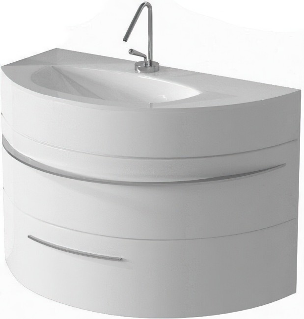 Тумба с раковиной De Aqua Эскалада 100 L белый, подвесная с ручкой (212676)