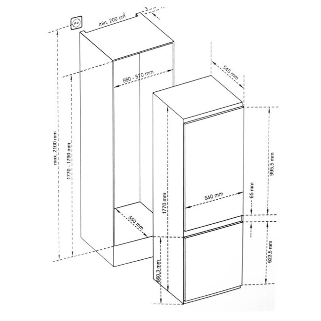 Встраиваемый холодильник Scandilux CSBI 256 M