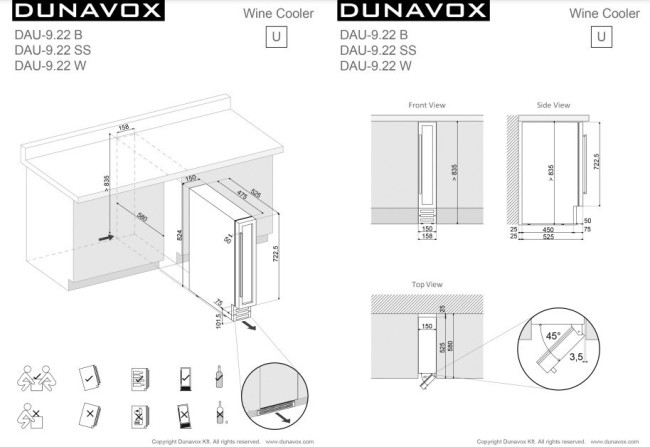 Встраиваемый винный шкаф Dunavox DAU-9.22W Встраиваемый винный шкаф Dunavox DAU-9.22W
