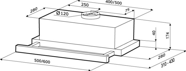 Встраиваемая вытяжка Kronasteel Kamilla Dark Glass 500 inox Встраиваемая вытяжка Kronasteel Kamilla Dark Glass 500 inox