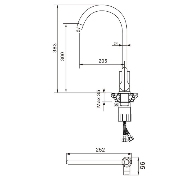Смеситель для кухни WesnaArt Eko EKO05-110 Black Смеситель для кухни WesnaArt Eko EKO05-110 Black