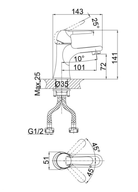 Смеситель для раковины D&K Rhein Ambrosius DA1342141