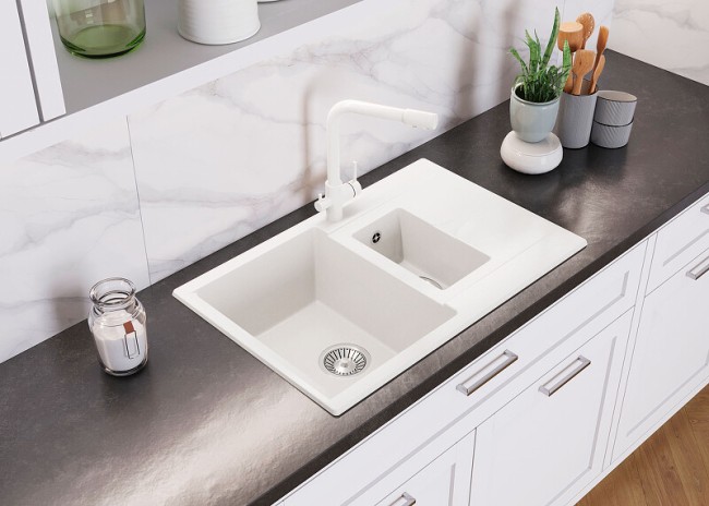 Кухонная мойка Polygran Brig-770 белый хлопок Кухонная мойка Polygran Brig-770 белый хлопок