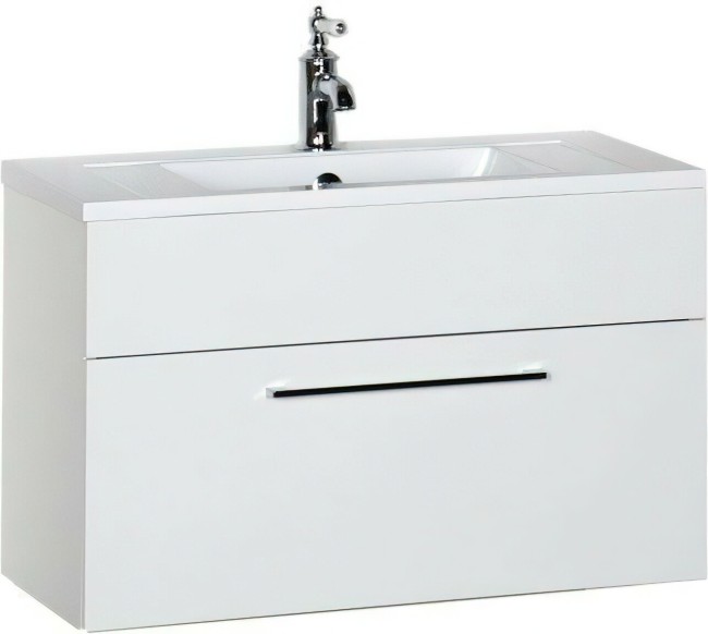 Тумба с раковиной De Aqua Кубика 80 белый (212685)