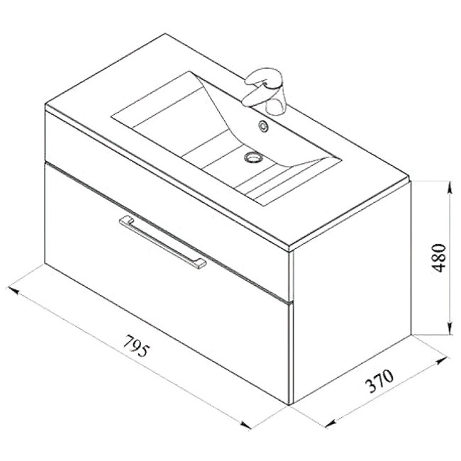 Тумба с раковиной De Aqua Кубика 80 белый (212685)