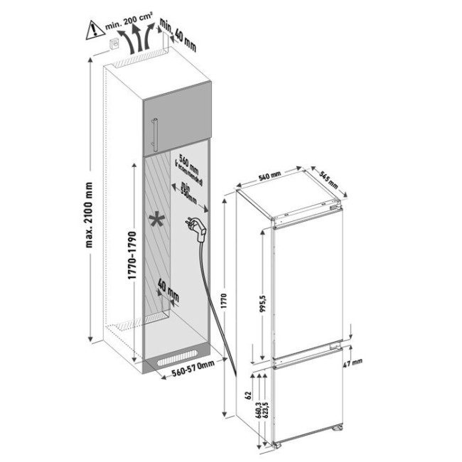 Встраиваемый холодильник Kronasteel BRISTEN KRFR102