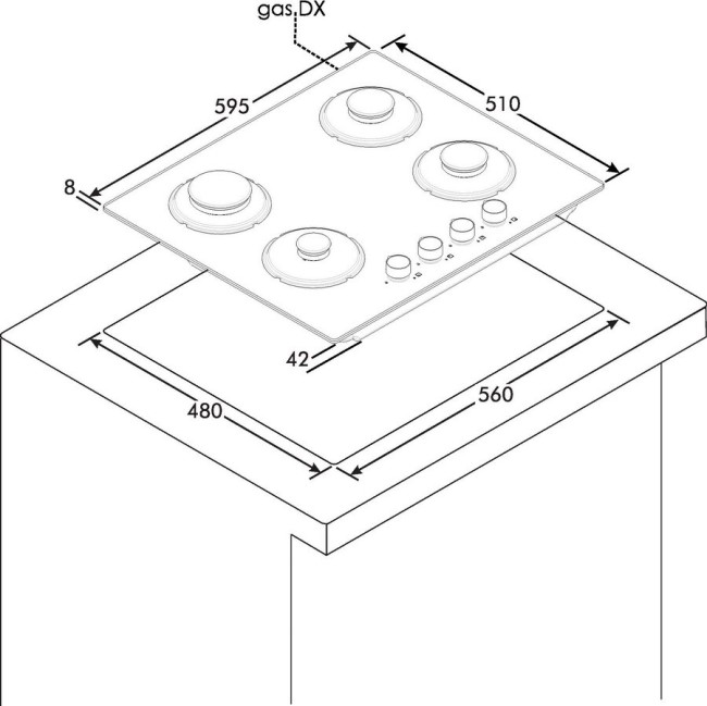 Встраиваемая газовая варочная панель Candy CVG6DEB Встраиваемая газовая варочная панель Candy CVG6DEB