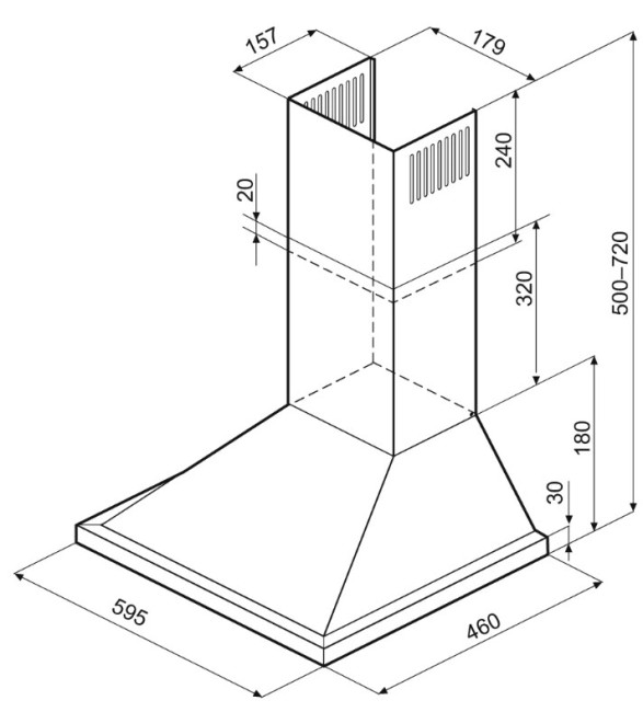 Каминная вытяжка Krona Brief 600 Inox PB Каминная вытяжка Krona Brief 600 Inox PB