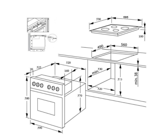 Встраиваемый газовый духовой шкаф Ricci RGO-620BG