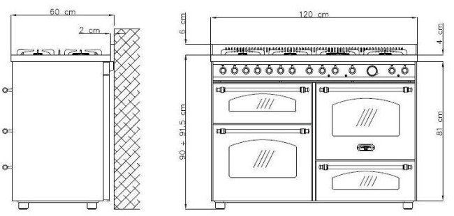 Газовая плита Lofra RBI 126 SMFET+MFT/2AEO Газовая плита Lofra RBI 126 SMFET+MFT/2AEO