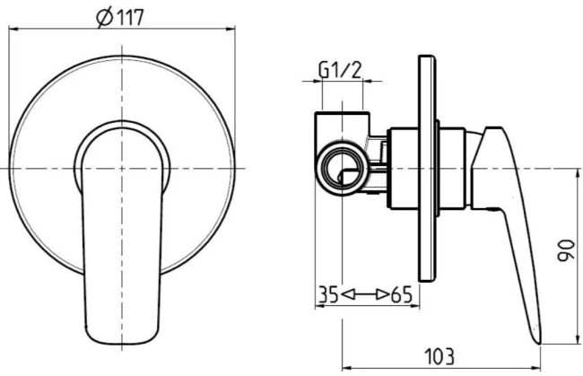 Встраиваемый смеситель для душа M&Z Laguna комплект, ХРОМ (LGA02703)