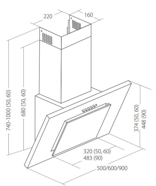 Каминная вытяжка Akpo Nero Duo Glass WK-4 90 BK Каминная вытяжка Akpo Nero Duo Glass WK-4 90 BK