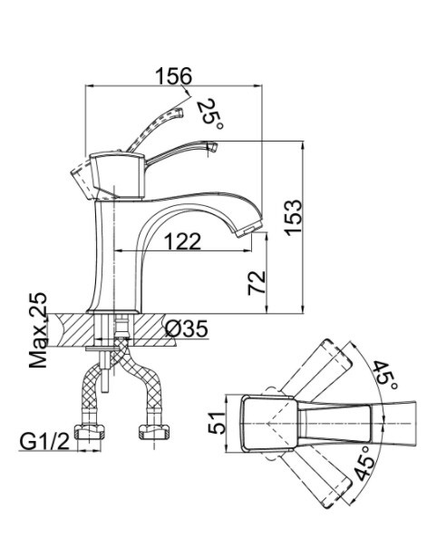 Смеситель для раковины D&K Rhein Bach DA1472101