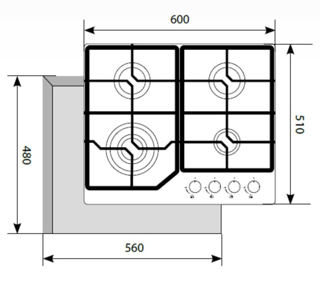 Встраиваемая газовая варочная панель Lex GVG 6040-1 IV LIGHT