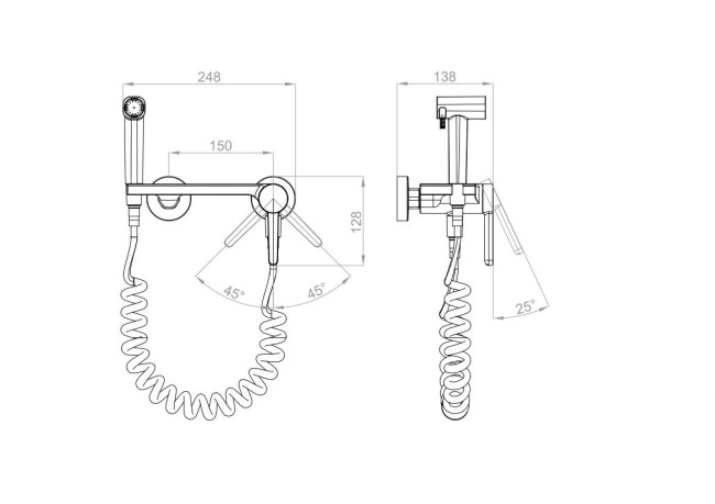 Смеситель с гигиеническим душем D&K DA1504545 Смеситель с гигиеническим душем D&K DA1504545