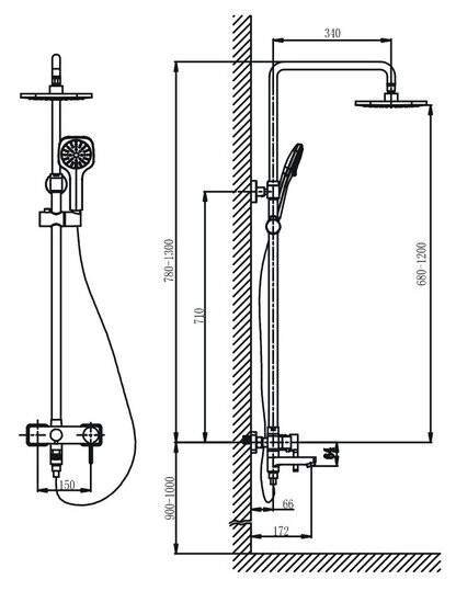 Душевая система Timo Hette SX-1020 Black