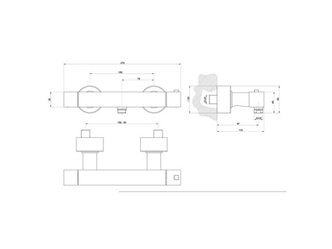 Смеситель для душа Gessi RETTANGOLO (19431.031) хром