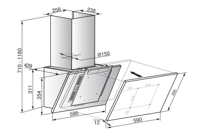 Каминная вытяжка Elikor Рубин Базис S4 60П-700-Э4Г перламутр