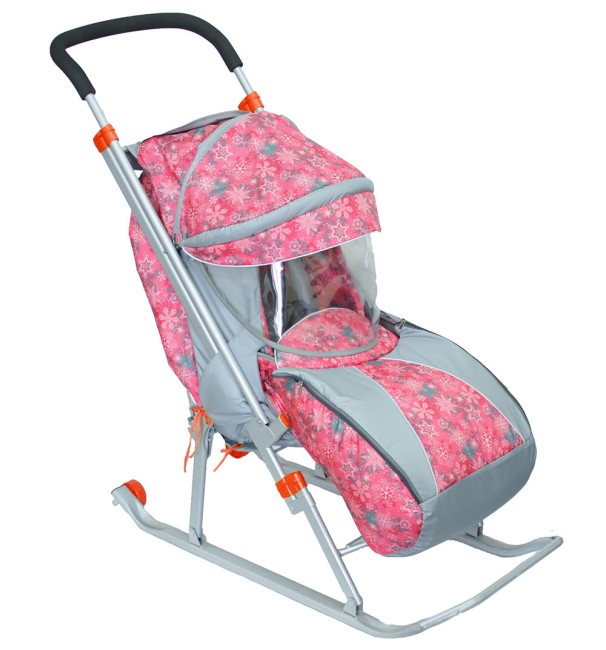 Санки-коляска Galaxy Галактика Плюс розовый Санки-коляска Galaxy Галактика Плюс розовый