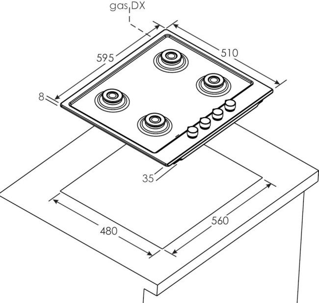 Встраиваемая газовая варочная панель Candy CHW6BR4WX Встраиваемая газовая варочная панель Candy CHW6BR4WX