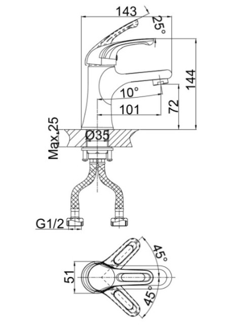 Смеситель для раковины D&K Rhein Eucharius DA1372141