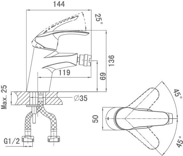 Смеситель для биде D&K Bayern Wurzburg DA1112201
