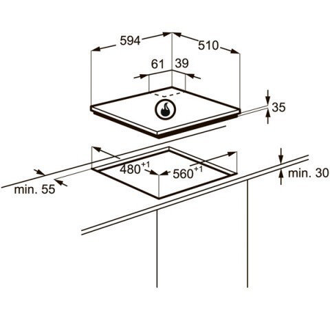 Встраиваемая газовая варочная панель Zanussi ZGO 568434 B
