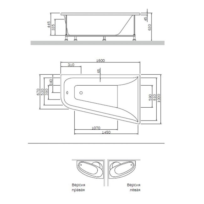 Акриловая ванна AM.PM Spirit W72A-160L100W-A2