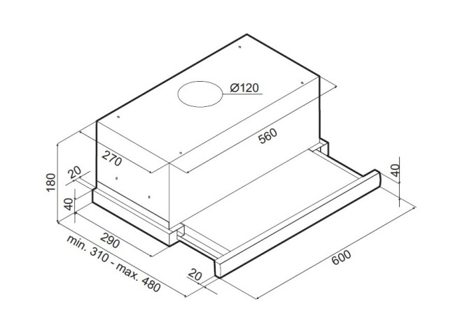 Встраиваемая вытяжка Maunfeld VS Slide 60 металлик/белое стекло