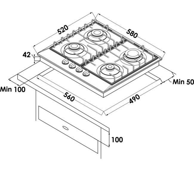 Встраиваемая газовая варочная панель Schaub Lorenz SLK GW 6223