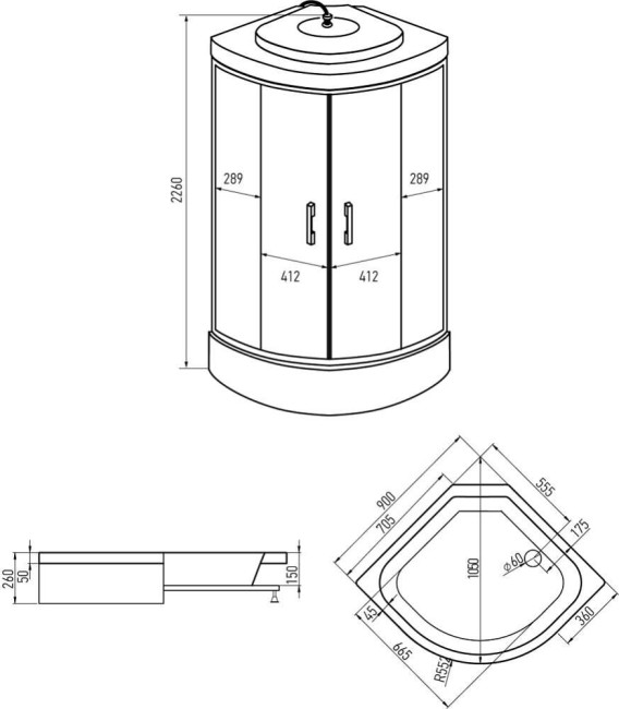 Душевая кабина Erlit Comfort ER350926-C4-RUS (900x900x2260)