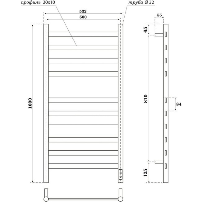 Полотенцесушитель электрический Point Селена PN16850W Полотенцесушитель электрический Point Селена PN16850W