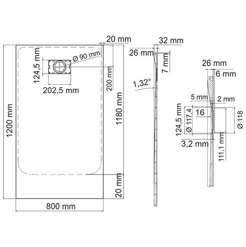 Душевой поддон WasserKraft Leine 35T06
