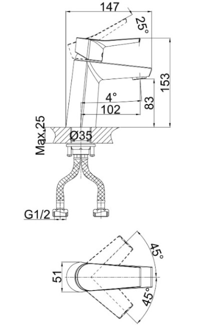 Смеситель для раковины D&K Rhein Mosel DA1262101