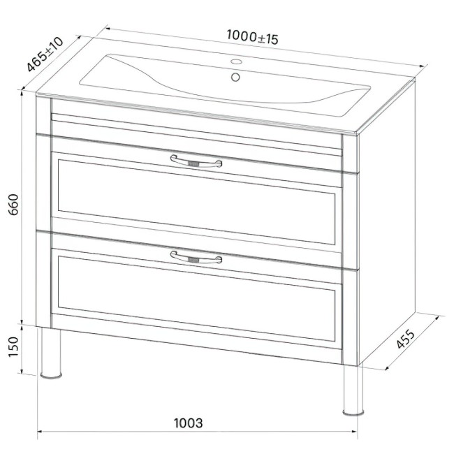 Тумба с раковиной Iddis Oxford OXF10L1i95K