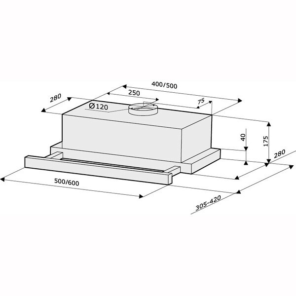 Встраиваемая вытяжка Kronasteel Kamilla Sensor 2M 600 inox/black glass Встраиваемая вытяжка Kronasteel Kamilla Sensor 2M 600 inox/black glass