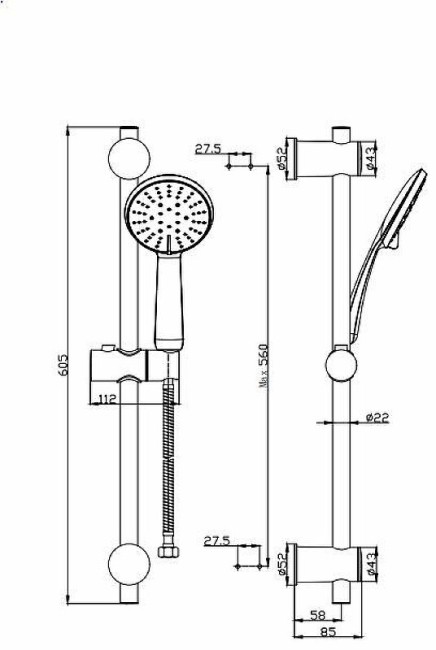Душевой гарнитур Esko SCS855Black