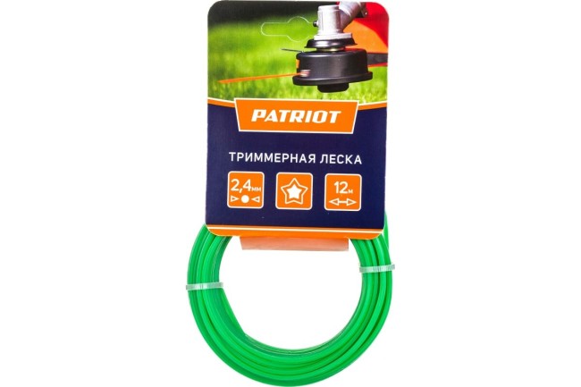 Корд триммерный Patriot 2.4мм 12м звезда, зеленая (805205122) Корд триммерный Patriot 2.4мм 12м звезда, зеленая (805205122)