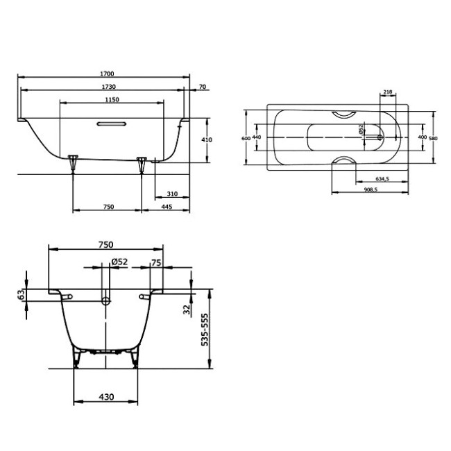 Стальная ванна Kaldewei Saniform Plus Star 336 Easy-clean (133600013001)