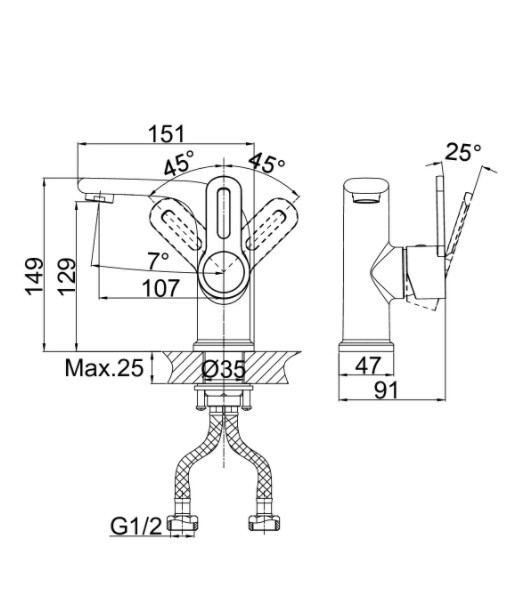 Смеситель для раковины D&K Rhein Paulinus DA1352101