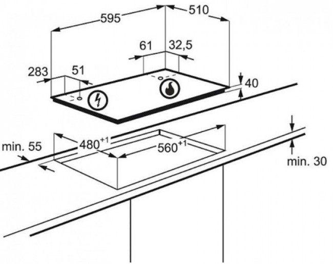 Встраиваемая газовая варочная панель Electrolux GPE 363 FB