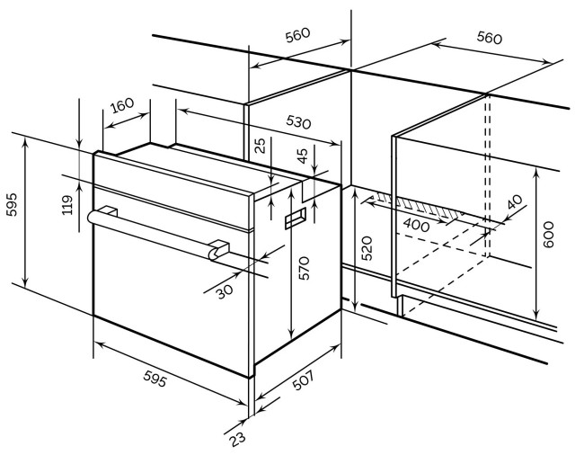 Встраиваемый электрический духовой шкаф Lex EDM 071 BBL