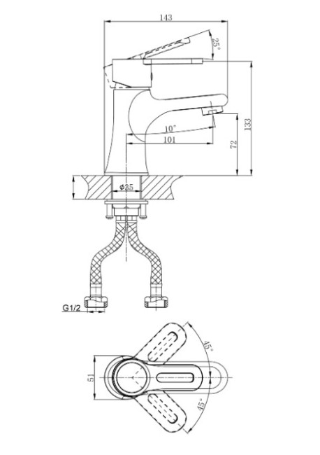 Смеситель для раковины D&K Rhein Paulinus DA1352141