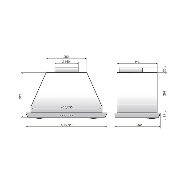 Встраиваемая вытяжка Elikor Врезной блок 52П-1000-Э4Г крем